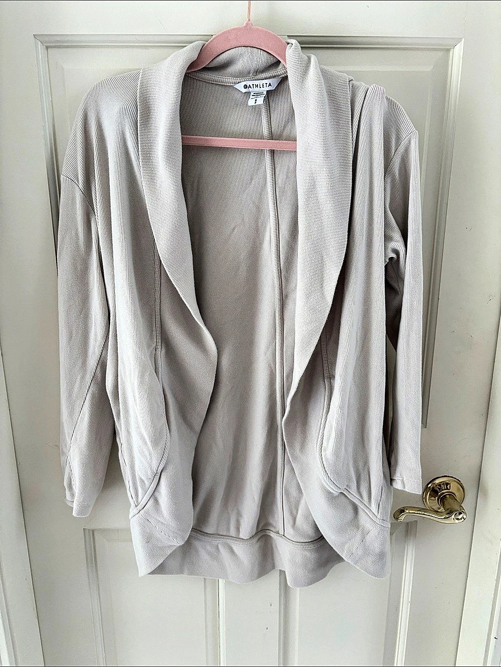 Athleta Open Front Long Sleeve Cream Small